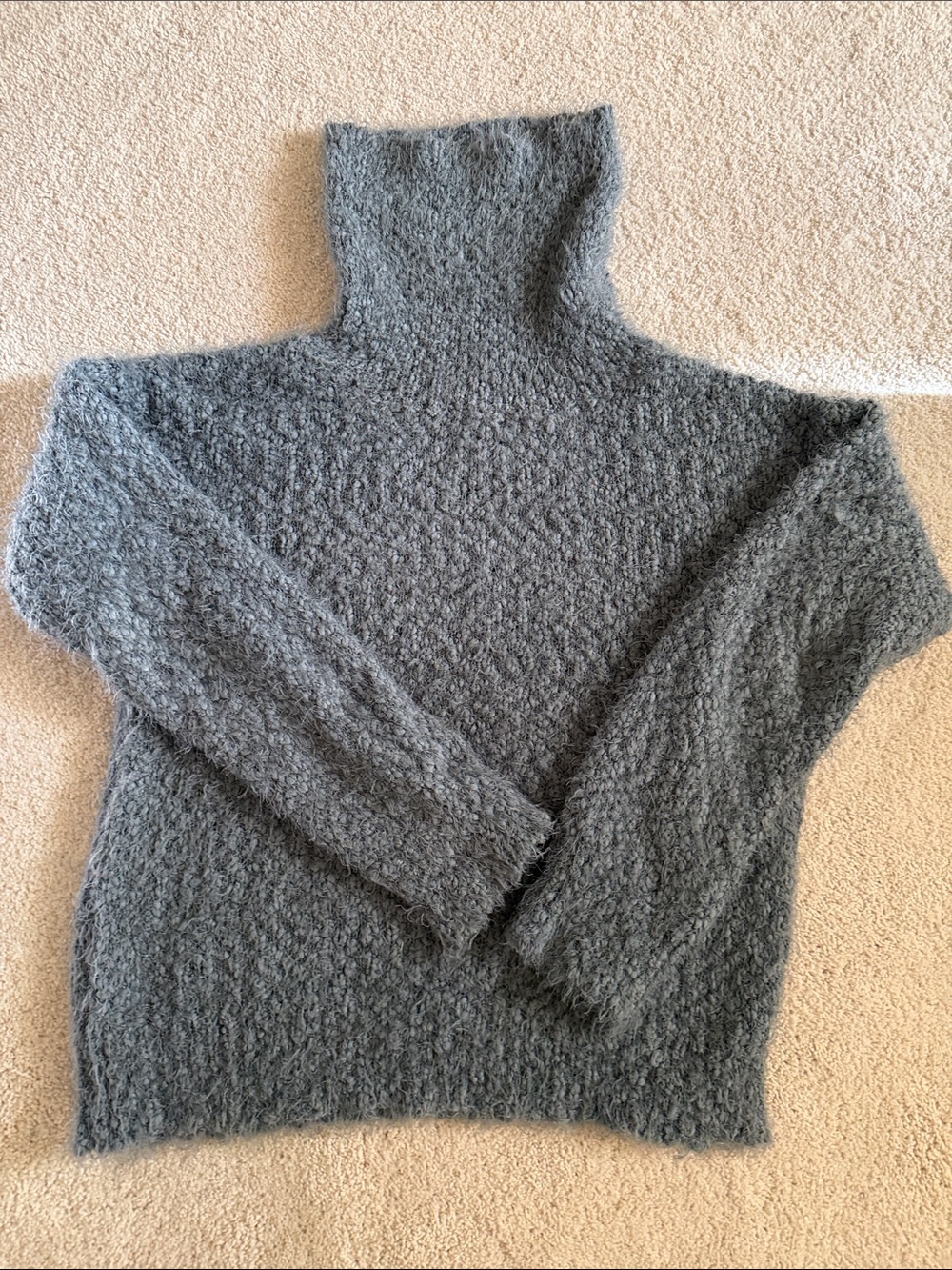 Love Tree Charcoal Blue Fuzzy Turtleneck Sweater